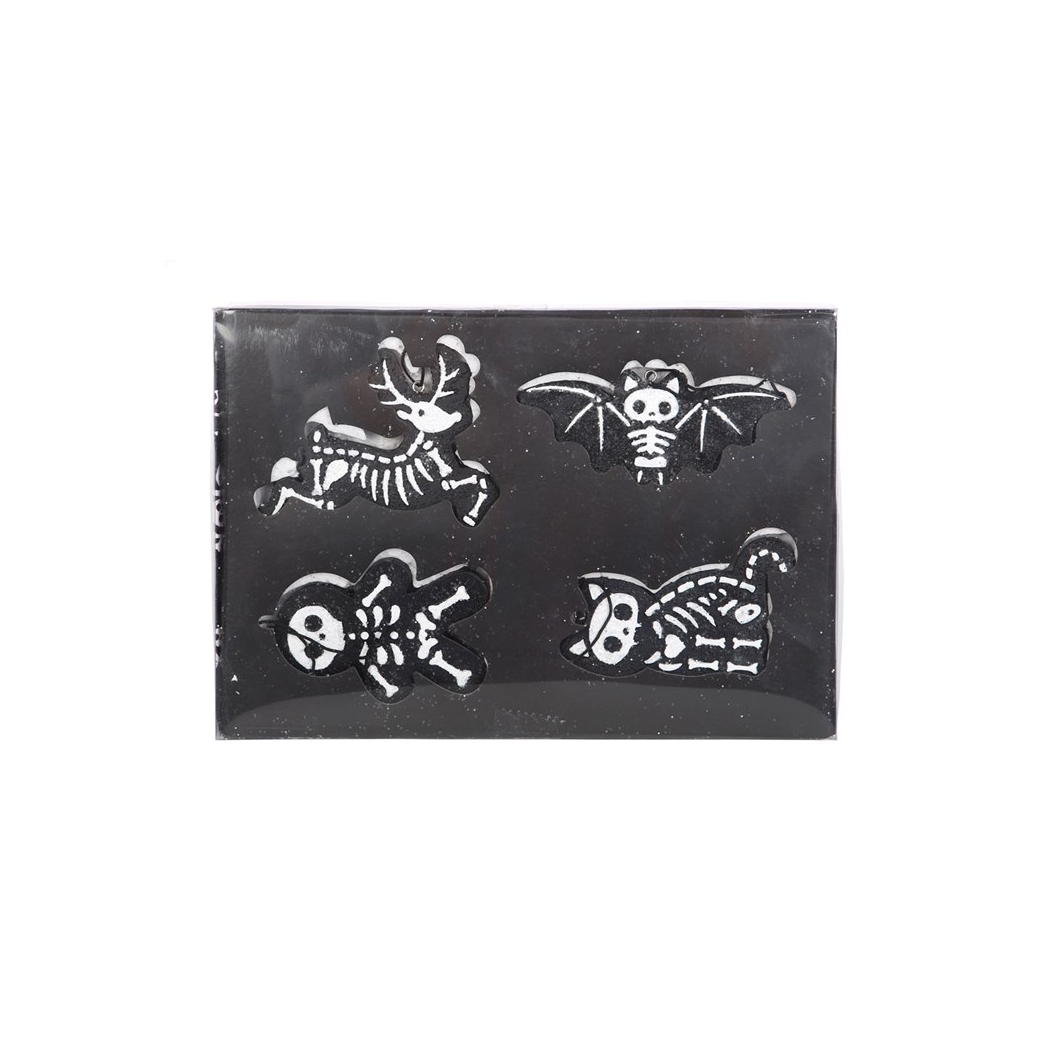 Set of 4 Black Creepy Skeleton Cookie Ornaments - view 3