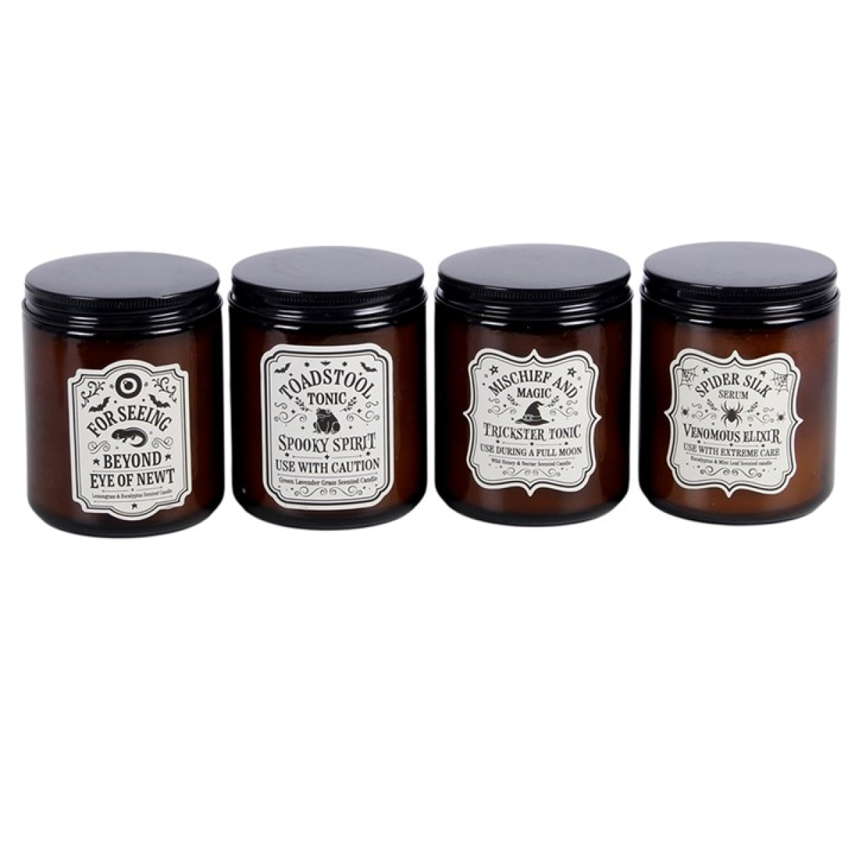 Set of 4 Witch's Apothecary Amber Jar Candles - view 2