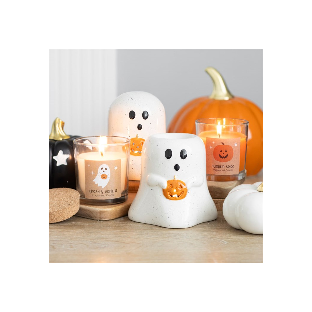 Ghost Shaped Tealight Candle Holder with Pumpkin - view 5