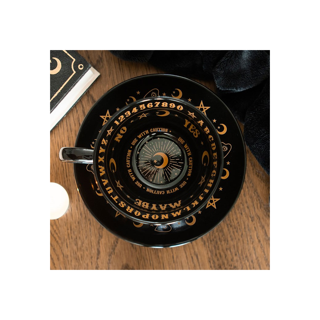 Black Talking Board Teacup and Saucer - view 2