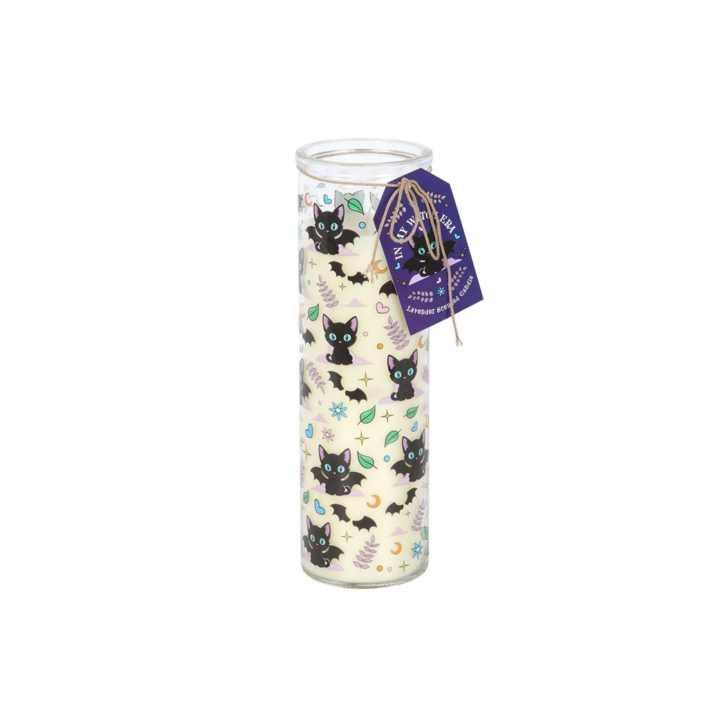 Cute and Creepy Cat Print Lavender Tube Candle - view 2
