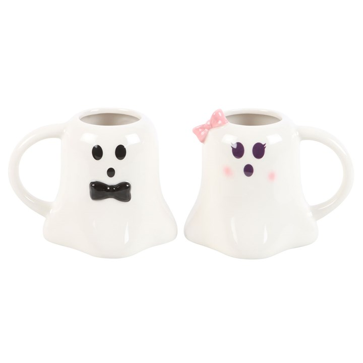 Mr and Mrs Boo Ghost Shaped Mug Set - view 2