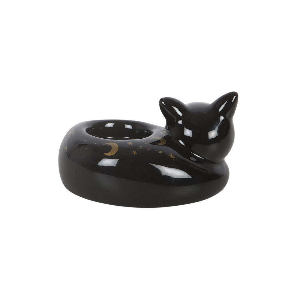 Black Cat Magick Curled Cat Tealight Holder - view 4