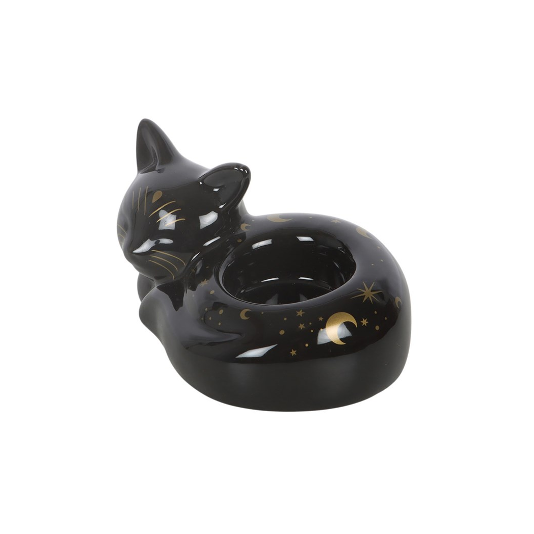 Black Cat Magick Curled Cat Tealight Holder - view 3