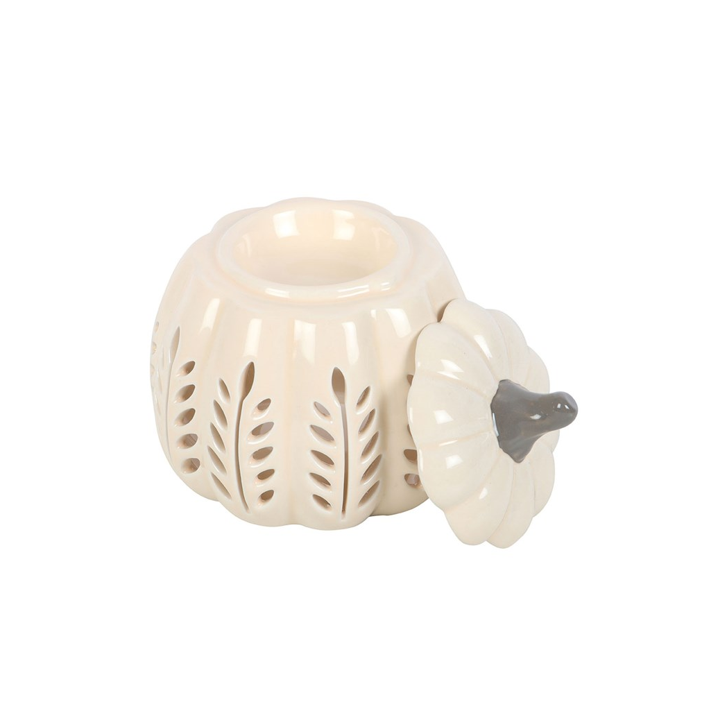 Cream Leaf Cut Out Pumpkin Oil Burner and Wax Warmer - view 3