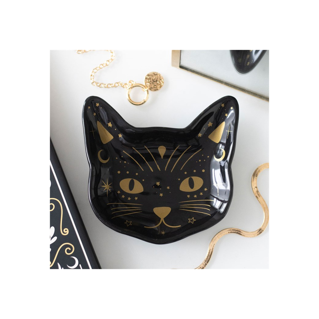 Magick Black Cat Face Trinket Dish