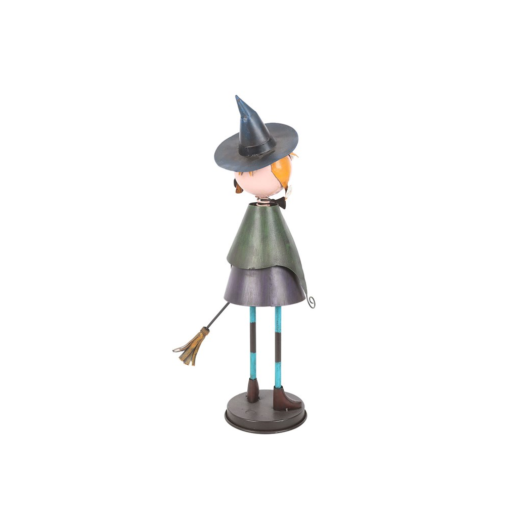 Metal Witch Ornament with Broom - view 4