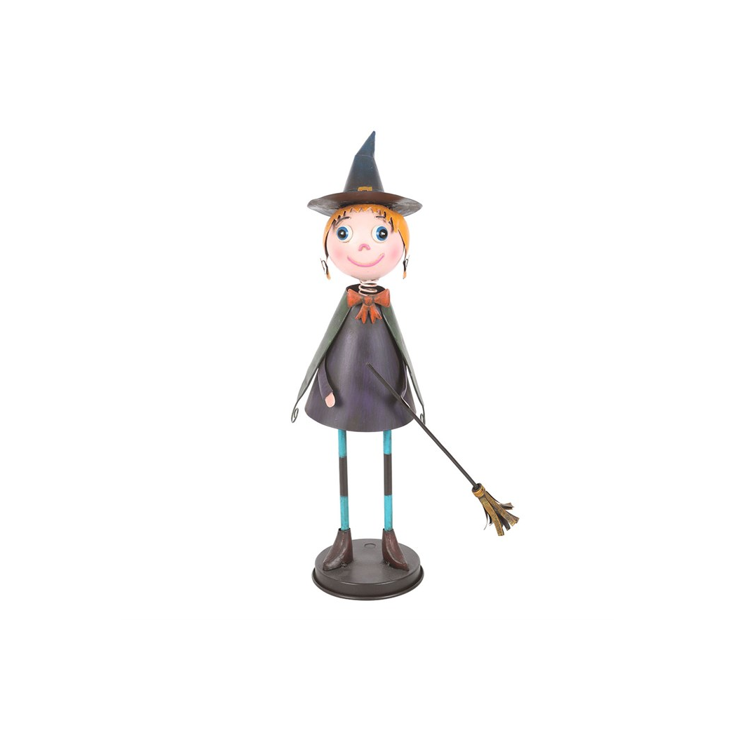 Metal Witch Ornament with Broom - view 2