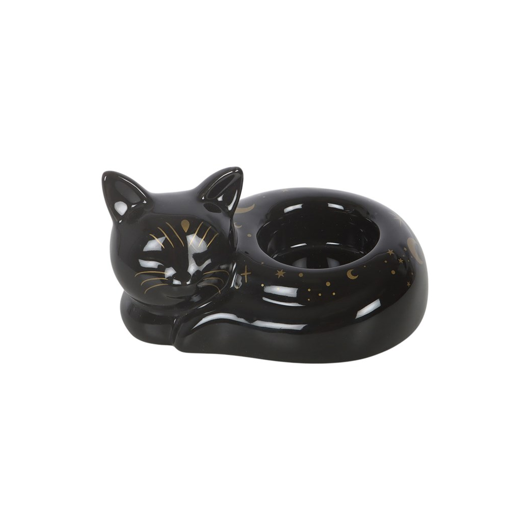 Black Cat Magick Curled Cat Tealight Holder - view 2