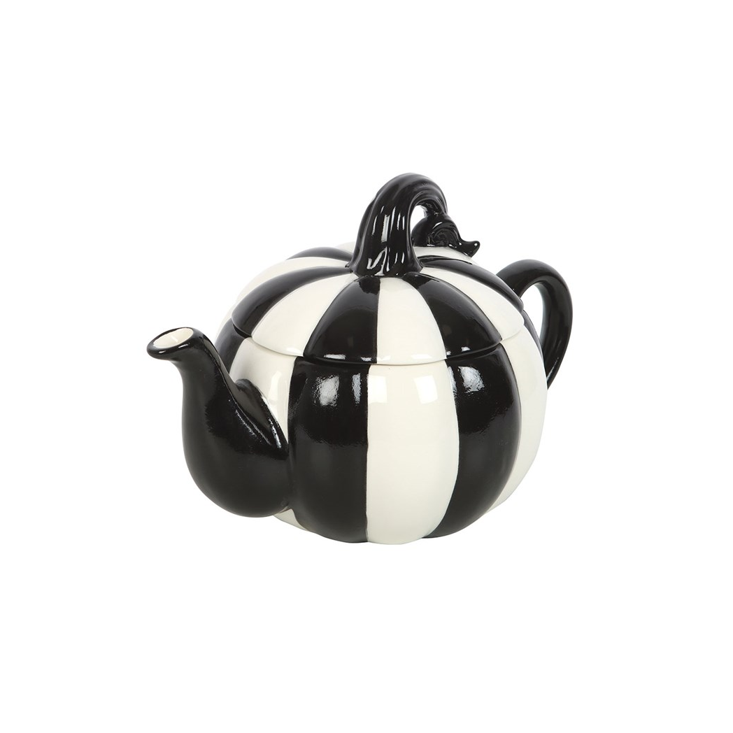 Black and White Striped Pumpkin Teapot - view 3