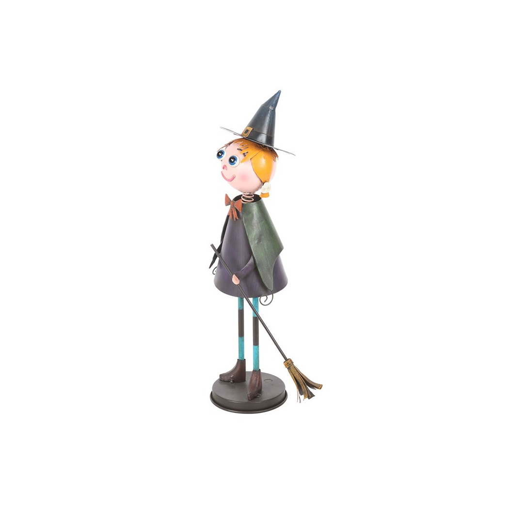 Metal Witch Ornament with Broom - view 3