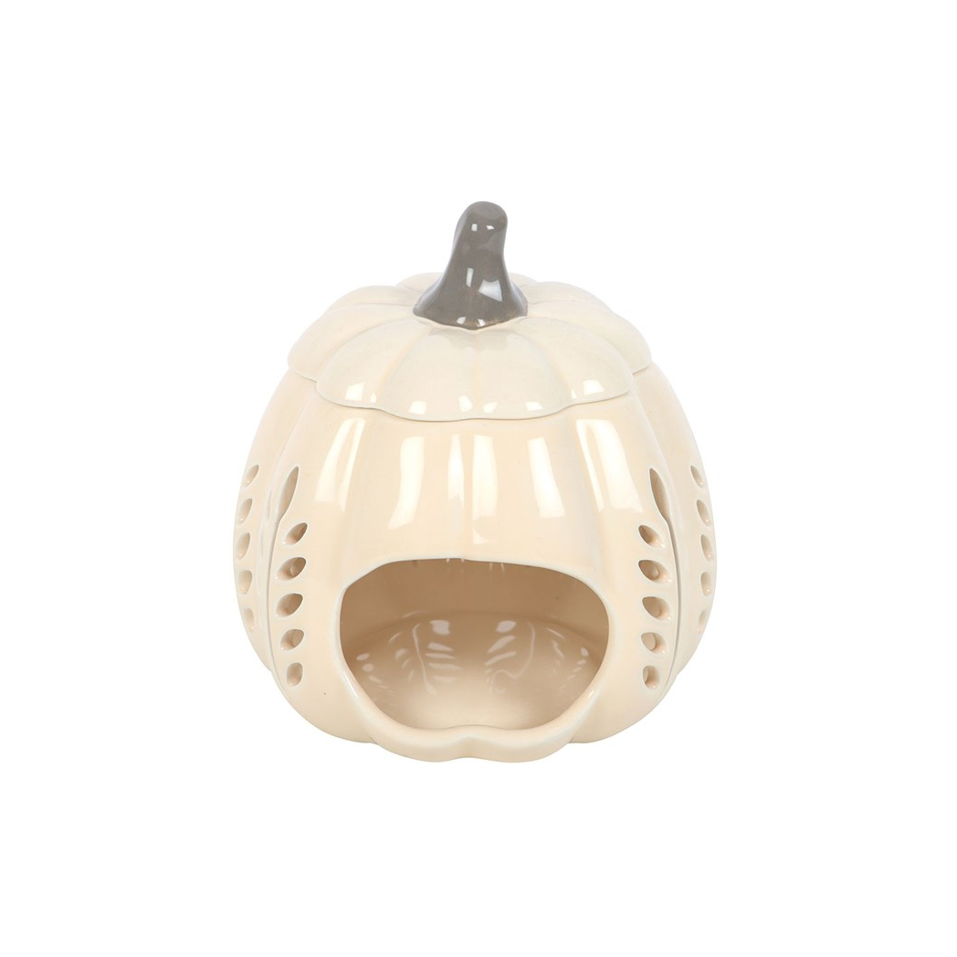 Cream Leaf Cut Out Pumpkin Oil Burner and Wax Warmer - view 5