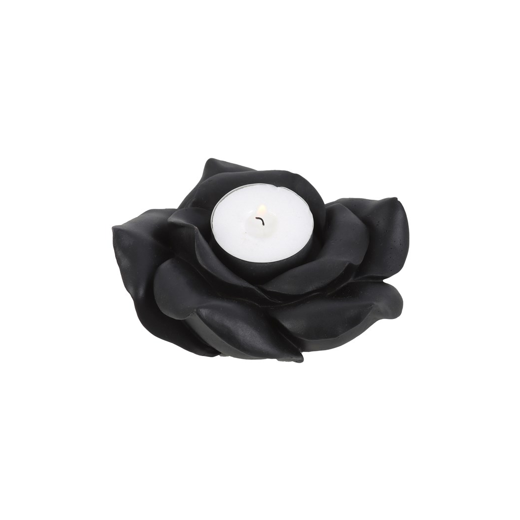Black Rose Resin Tealight Candle Holder - view 2