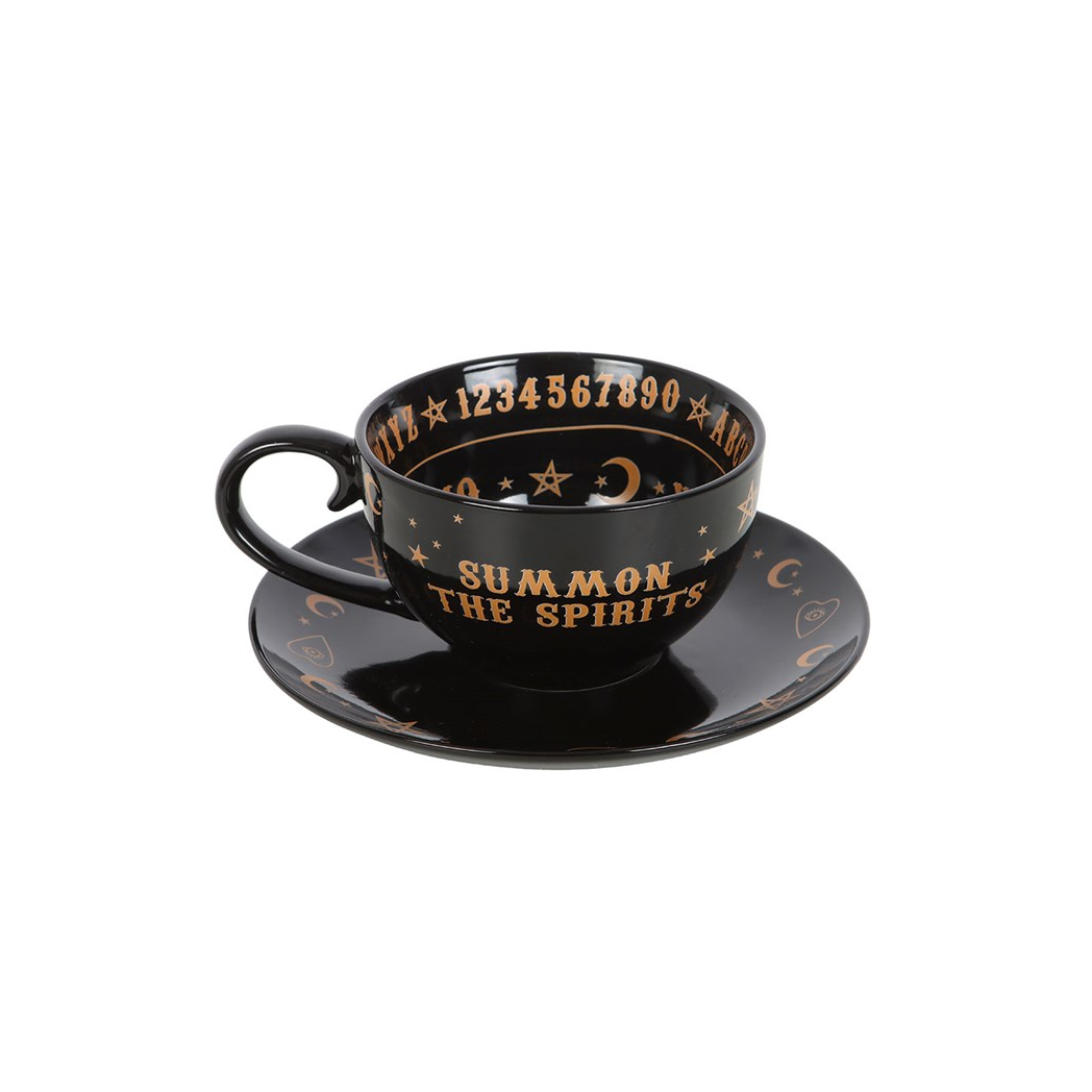 Black Talking Board Teacup and Saucer - view 3