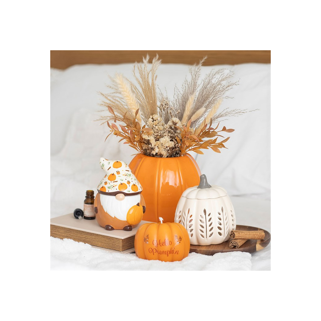 Cream Leaf Cut Out Pumpkin Oil Burner and Wax Warmer - view 6