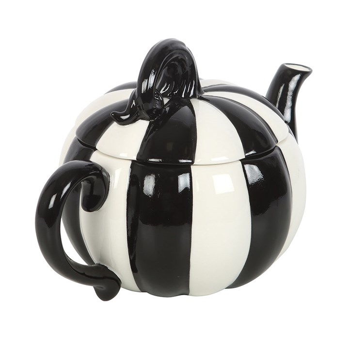 Black and White Striped Pumpkin Teapot - view 4