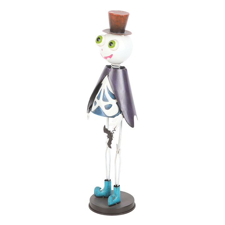 Metal Skeleton Ornament with Top Hat - view 3