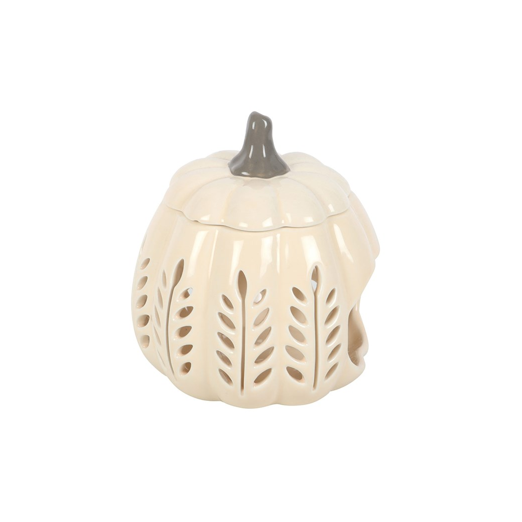 Cream Leaf Cut Out Pumpkin Oil Burner and Wax Warmer - view 4