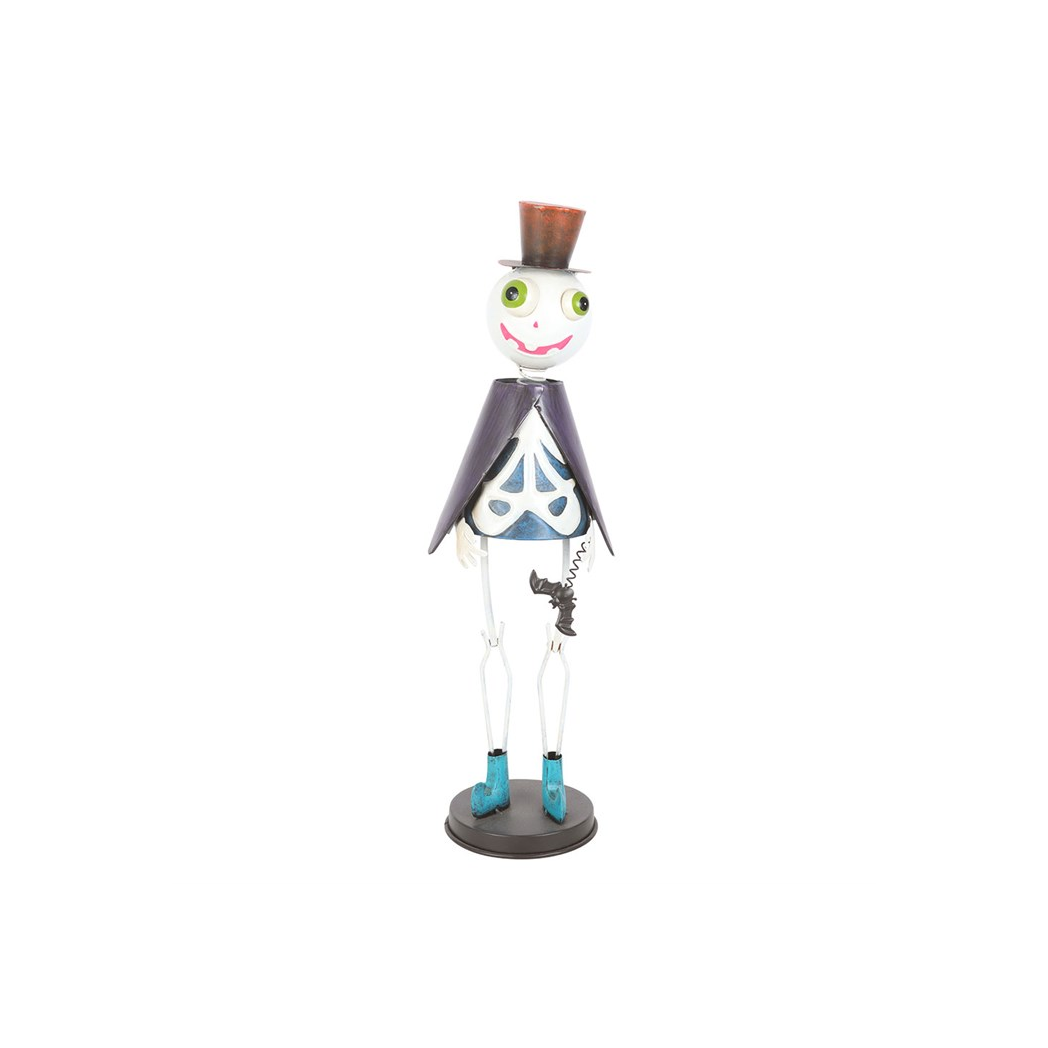 Metal Skeleton Ornament with Top Hat - view 2