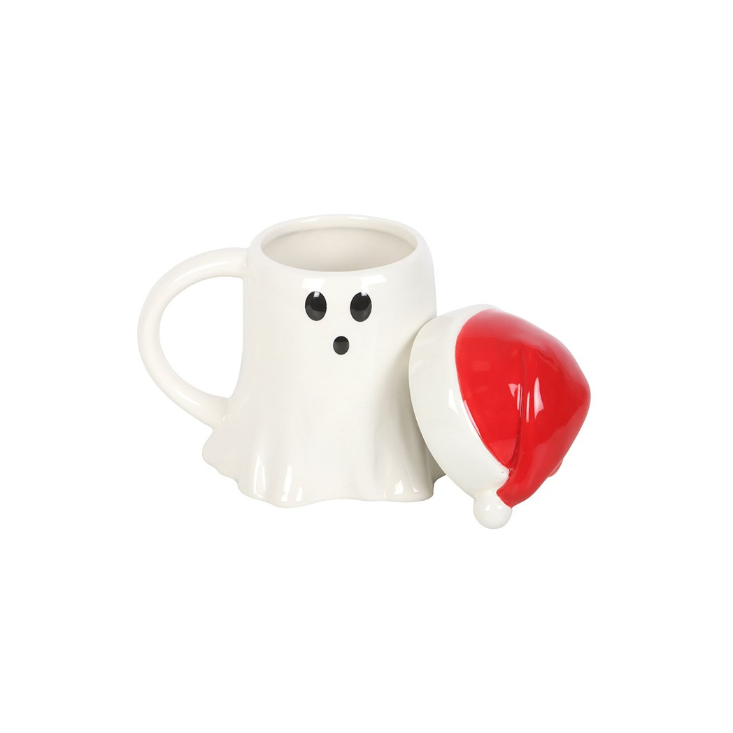 Ghost Shaped Mug with Santa Hat Lid - view 3