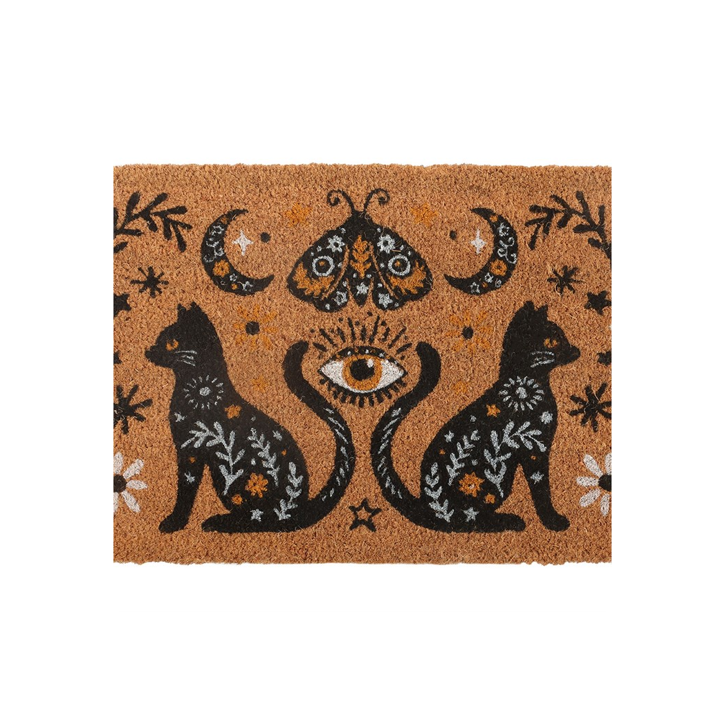 Natural Frightful Folk Cat Doormat - view 3