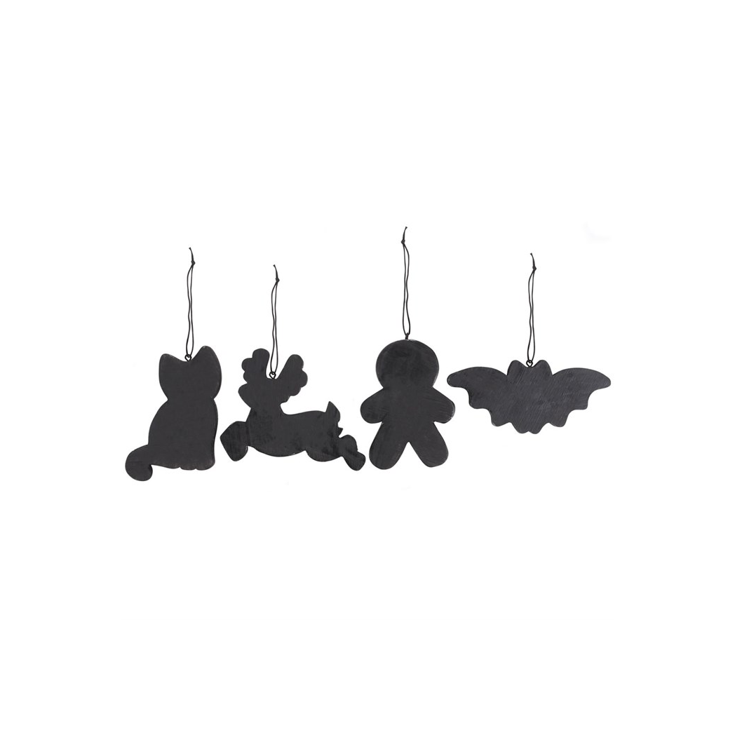 Set of 4 Black Creepy Skeleton Cookie Ornaments - view 2