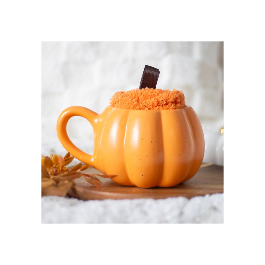 Pumpkin Shaped Mug and Socks Set