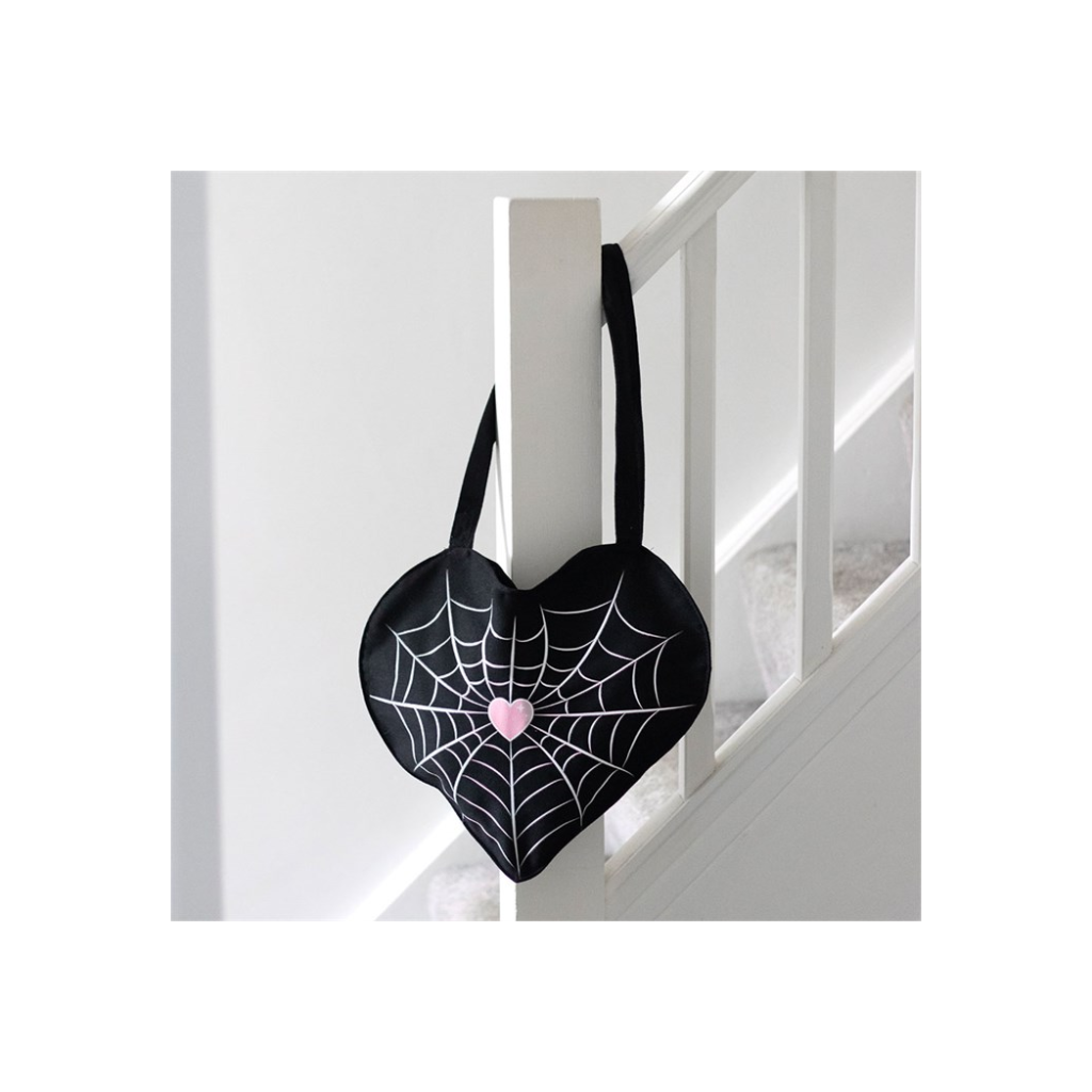 Spiderweb Heart Satin Tote Bag