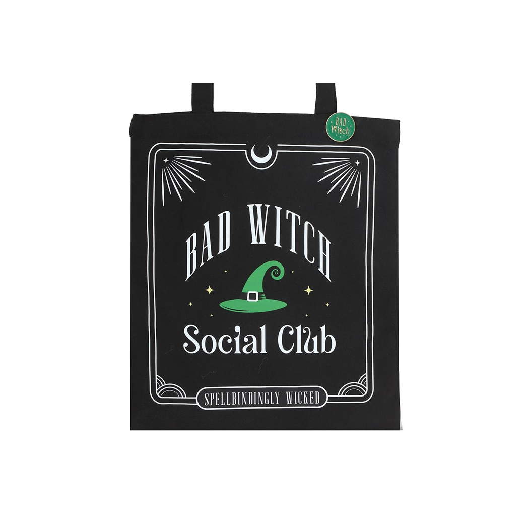 Bad Witch Social Club Polycotton Tote Bag with Pin Badge - view 3