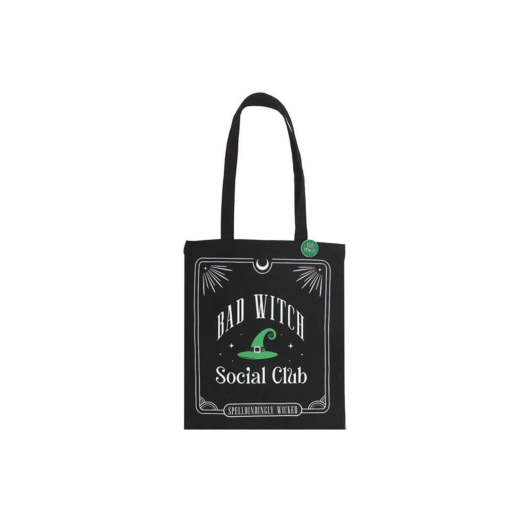 Bad Witch Social Club Polycotton Tote Bag with Pin Badge - view 2