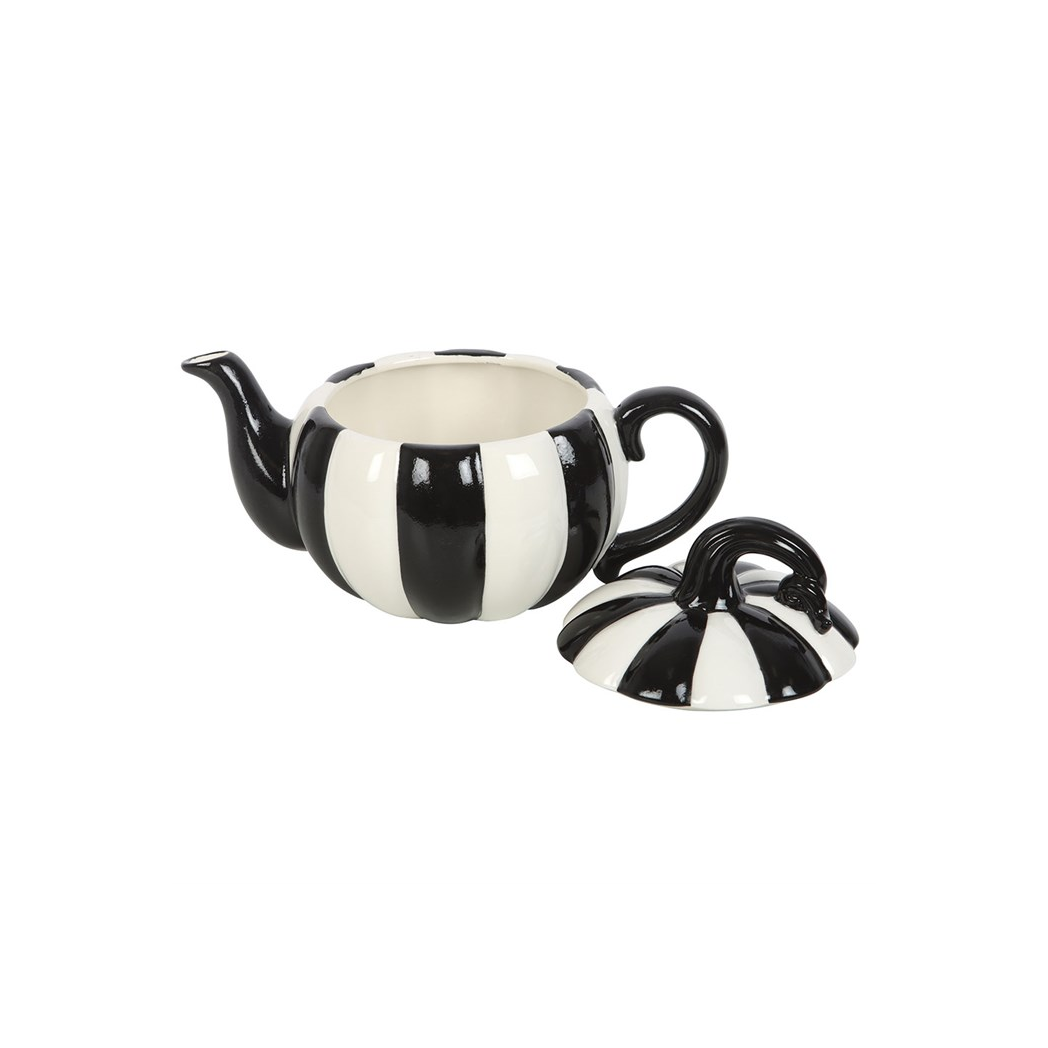 Black and White Striped Pumpkin Teapot - view 5