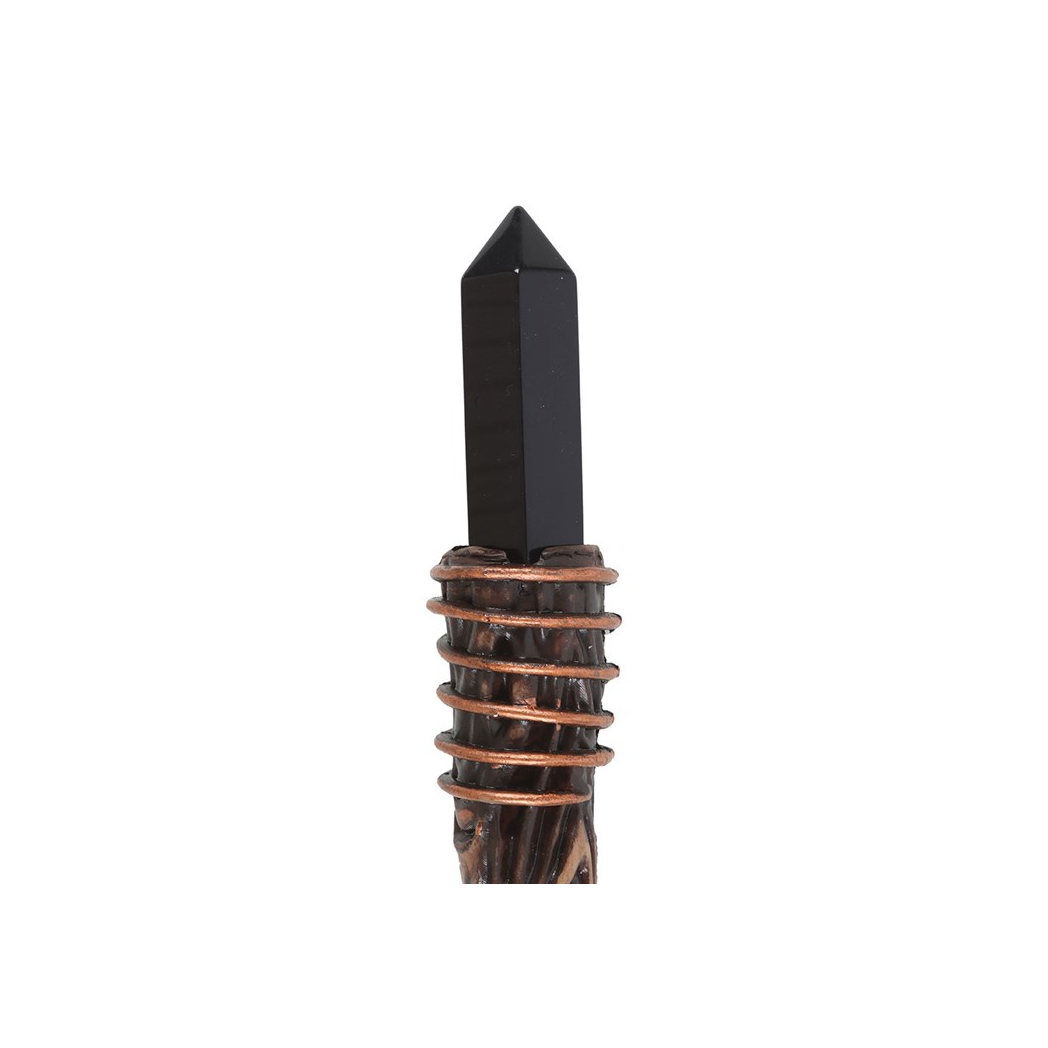 Thin Protection Black Obsidian Crystal Wand - view 3