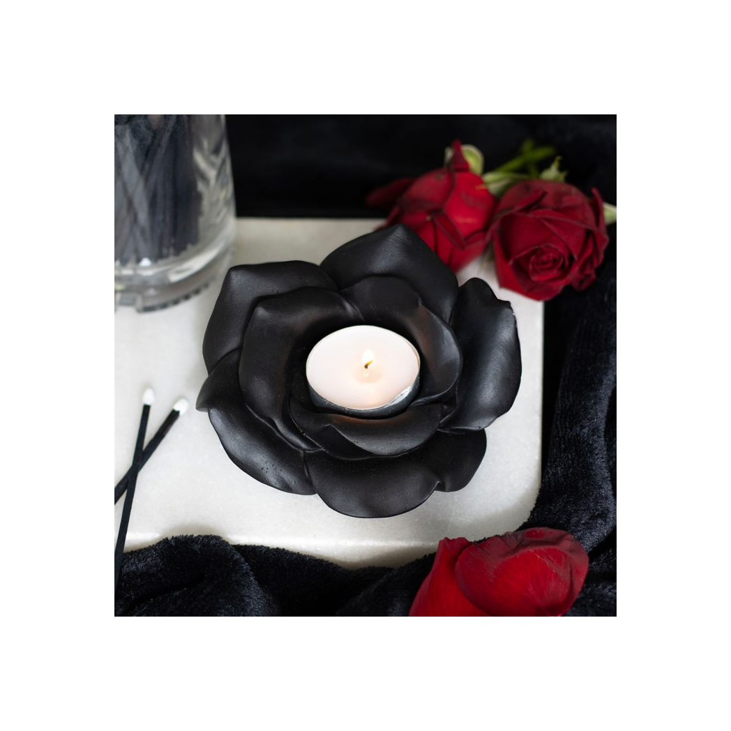 Black Rose Resin Tealight Candle Holder - view 5